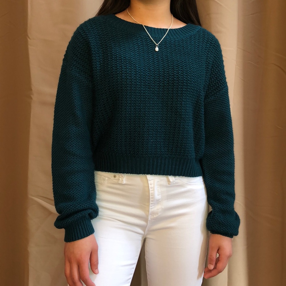 Forever 21 Cropped Sweater - Blue